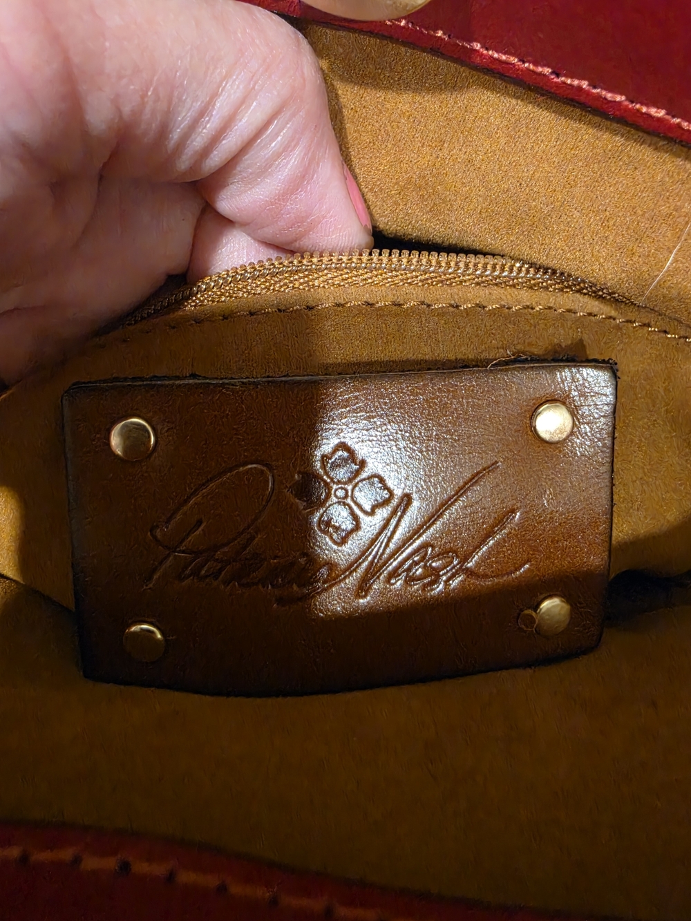 Patricia Nash Berry Red Leather Everton Tote Bag P970333 Beet - Picture 6 of 7